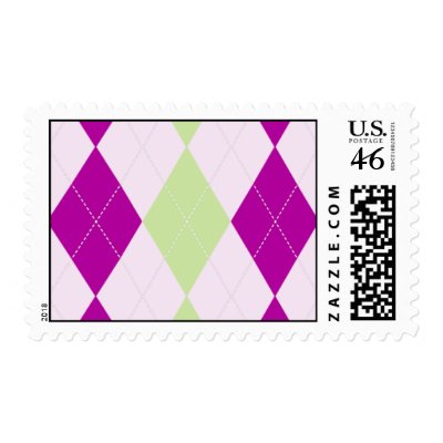 Pink Argyle Postage Stamp by EverAfter