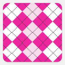 Pink Argyle Square Stickers