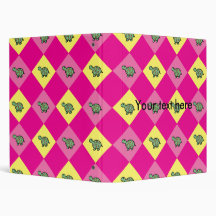 Pink argyle turtle pattern binder
