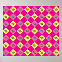 Pink argyle turtle pattern posters