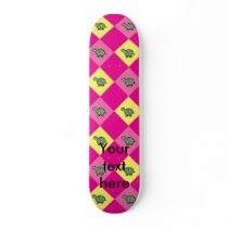 Pink argyle turtle pattern skate board deck