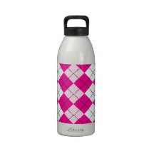 Pink Argyle Water Bottles