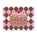 Pink Argyle with Sweets postcards