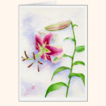 Pink Aroma watercolor art greeting card cards
