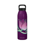 Pink Art Nouveau Flower Reusable Water Bottles