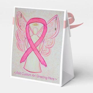 Pink Awareness Ribbon Angel Art Party Favor Boxes