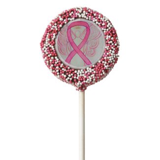 Pink Awareness Ribbon Angel Oreo Cookie Pops Chocolate Dipped Oreo