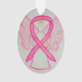Pink Awareness Ribbon Angel Ornament Pendant