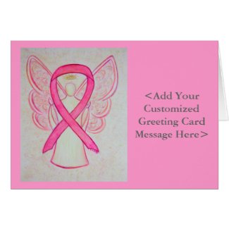 Pink Awareness Ribbon Angel Personalized Cards