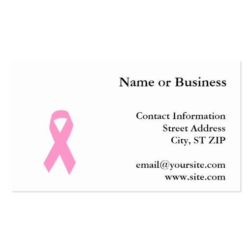 Pink Awareness Ribbon Business Card Template (front side)