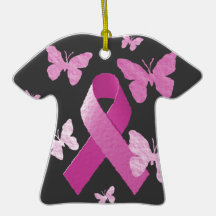 Pink Awareness Ribbon Christmas Ornaments