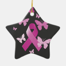 Pink Awareness Ribbon Christmas Tree Ornaments