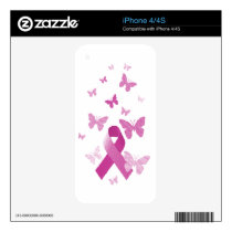 Pink Awareness Ribbon iPhone 4S Decals