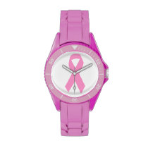 Pink Awareness Ribbon Wrist Watches at Zazzle