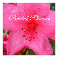 Pink azalea flower bridal shower invitation