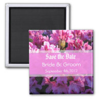 Pink azalea flowering bush wedding save the date magnets