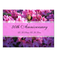 Pink azalea flowering wedding anniversary invitations