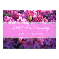 Pink azalea flowering wedding anniversary announcements