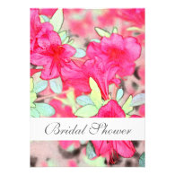 Pink azalea flowers bridal shower invitation.