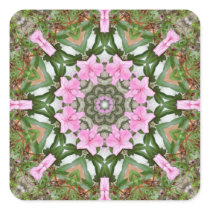 Pink Azaleas 1E kaleidoscope11 Square Stickers