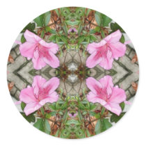 Pink Azaleas 1E kaleidoscope 3 Round Stickers