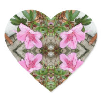 Pink Azaleas 1E kaleidoscope 3 Heart Sticker