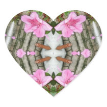 Pink Azaleas 1E kaleidoscope 5 Heart Sticker
