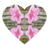 Pink Azaleas 1E kaleidoscope 6 Heart Sticker