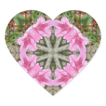 Pink Azaleas 1E kaleidoscope 8 Heart Sticker