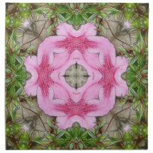 Pink Azaleas 1E kaleidoscope 9 Printed Napkin