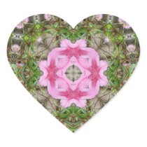 Pink Azaleas 1E kaleidoscope 9 Heart Stickers