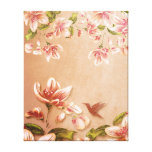 Pink Azaleas Vintage Floral on Whiskey Canvas Prints