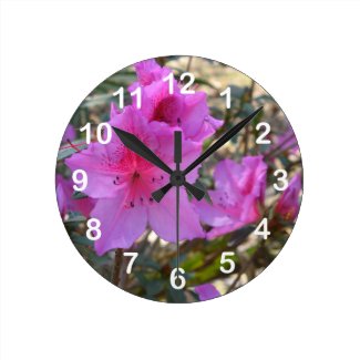 Pink Azaleas Wall Clock