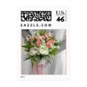 Pink B & W Bridal Bouquet Postage postage