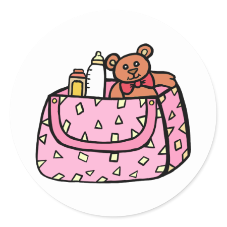 pink baby bag classic round sticker