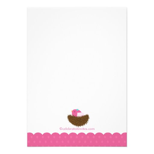 Pink Baby Bird Nest Baby Shower Invitations