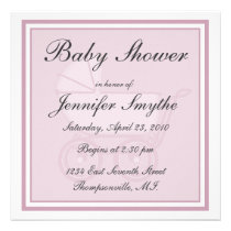 Pink Baby Carriage Baby Shower Invitation invitations
