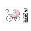 Pink Baby Carriage postage by InviteDesigner_com Pink Baby Carriage postage