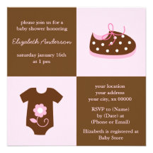 Pink Baby Clothes Custom Invites