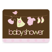 Pink Baby Clothesline Invitations