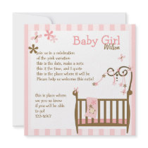 Pink Baby Crib Invitations
