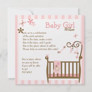 Pink Baby Crib Invitations