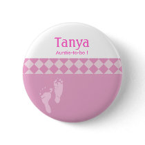 Pink Baby Feet Baby Shower Name Tag Button