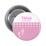 Pink Baby Feet Baby Shower Name Tag Button