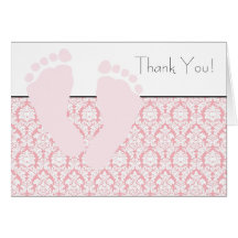 Pink Baby Feet Baby Shower Thank You Cards