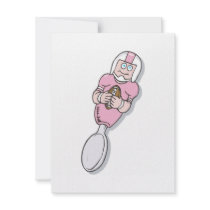 Pink Baby Football Spoon Custom Invites