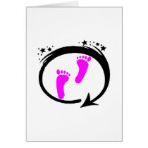 Pink Baby Footprints Greeting Cards