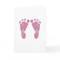 Pink baby footprints greeting cards