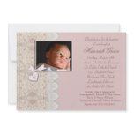 Pink Baby Girl Baptism or Christening Invitations