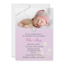 Pink Baby Girl Christening Invitation
